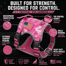 Load image into Gallery viewer, Adjustable Tactical Dog Harness for Medium & Large Dogs, Heavy-Duty No-Pull Vest with Metal Buckle and Control Handle | Pink Camouflage