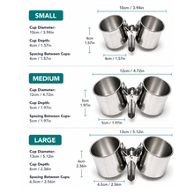 Load image into Gallery viewer, ProMounts Bird Feeding Cup Set (3 Pairs) Stainless Steel Twin Cage Feeders for Food & Water | Small, Medium & Large Bird Cups