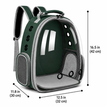 Load image into Gallery viewer, Pet Carrier Backpack for Cats & Small Dogs, Airline-Friendly Bubble Carrier with Mesh Ventilation & Safety Leash | Green