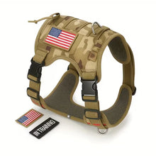 Load image into Gallery viewer, Durable Tactical Dog Harness for Medium and Large Breeds, featuring an Adjustable Vest with Handle, Metal Buckle, and Black Camouflage Patches. One Products