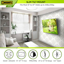 Load image into Gallery viewer, ProMounts Tilt / Tilting TV Wall Mount for 13" to 47" TVs up to 44lbs (FT22) - One Products