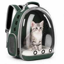 Load image into Gallery viewer, Pet Carrier Backpack for Cats & Small Dogs, Airline-Friendly Bubble Carrier with Mesh Ventilation & Safety Leash | Green