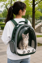 Load image into Gallery viewer, Pet Carrier Backpack for Cats & Small Dogs, Airline-Friendly Bubble Carrier with Mesh Ventilation & Safety Leash | Green