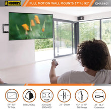 Load image into Gallery viewer, ProMounts Articulating / Full Motion TV Wall Mount for 37" to 92" TVs Up to 88lbs (OMA6401) ProMounts Articulating Mount