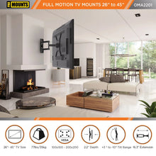 Load image into Gallery viewer, ProMounts Articulating/Full Motion TV Wall Mount for TVs 26"-45" Up to 77 lbs (OMA2201) ProMounts Articulating Mount