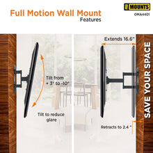 Load image into Gallery viewer, ProMounts Small Articulating/Full-Motion TV Wall Mount for 23’’- 60’’ and up to 88lbs (OMA4401) ProMounts Articulating Mount