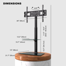 Load image into Gallery viewer, ProMounts TV Floor Stand Mount for 37" to 72" TVs with Height Adjustable Shelf and 25° Swivel (AFMSS6402-02) ProMounts TV Stand
