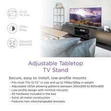 Load image into Gallery viewer, ProMounts Tabletop TV Stand Mount Height Adjustable Brackets for Displays 13”-72” ProMounts TV Stand