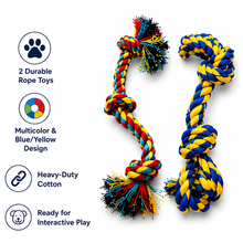 Load image into Gallery viewer, ProMounts 2-Pack Durable Cotton Rope Dog Toys Set for Tug of War & Chewing, Interactive Knot Rope Toys for Small, Medium & Large Dogs