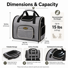 Load image into Gallery viewer, ProMounts Soft-Sided Pet Carrier Backpack for Cats & Small Dogs, Airline-Friendly Foldable Travel Carrier with Mesh Ventilation, Safety Leash & Storage Pocket