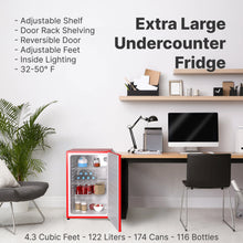 Load image into Gallery viewer, SnowLion Premium 122L Solid Door Mini Fridge 4.3 Cu.ft. Freestanding Under-Counter Mini Refrigerator in Red (OSFS019-RXL) SnowLion Solid Door Extra Large