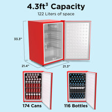 Load image into Gallery viewer, SnowLion Premium 122L Solid Door Mini Fridge 4.3 Cu.ft. Freestanding Under-Counter Mini Refrigerator in Red (OSFS019-RXL) SnowLion Solid Door Extra Large