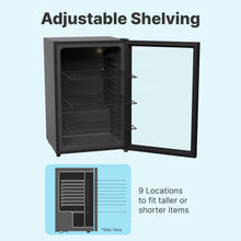 Load image into Gallery viewer, SnowLion Premium 131L Beverage Refrigerator 4.6 Cu.ft. Freestanding Mini Fridge With Glass Door in Black (OSFG023-BXL) SnowLion Glass Door Extra Large