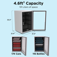 Load image into Gallery viewer, SnowLion Premium 131L Beverage Refrigerator 4.6 Cu.ft. Freestanding Mini Fridge With Glass Door in White (OSFG024-WXL) SnowLion Glass Door Extra Large