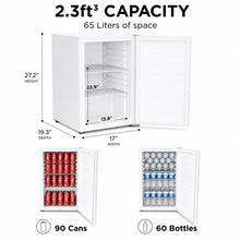 Load image into Gallery viewer, SnowLion Premium 65L Solid Door 2.3 Cu.ft. Freestanding Under-Counter Mini Fridge in White (OSFS015-WL)