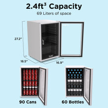 Load image into Gallery viewer, SnowLion Premium 69L Beverage Refrigerator 2.4 Cu.ft. Freestanding Mini Fridge With Glass Door in White (OSFG018-WL) SnowLion Glass Door Large
