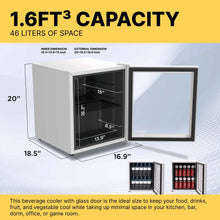 Load image into Gallery viewer, Husky Premium 1.6 Cu.Ft Premium Freestanding Glass Door Beverage Cooler & Mini Fridge, Black - One Products
