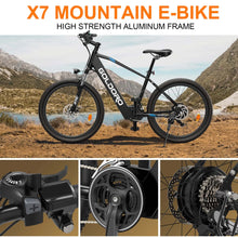 Load image into Gallery viewer, Goldoro Electric Bike 26" X7 Aluminum Alloy Mountain Bike, 250W/36V, MAX 18 MPH, 21 speed(Black) - One Products