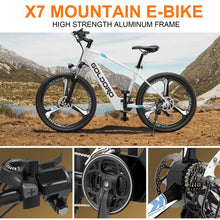 Load image into Gallery viewer, Goldoro Electric Bike 26" X7 Aluminum Alloy Mountain Bike, 250W/36V, MAX 18 MPH, 21 speed with Alloy Wheels (White) - One Products