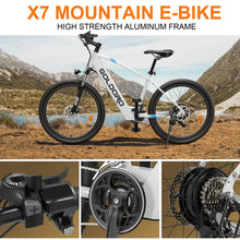 Load image into Gallery viewer, Goldoro Electric Bike 26" X7 Aluminum Alloy Mountain Bike, 250W/36V, MAX 18 MPH, 21 speed with Alloy Wheels (White) - One Products
