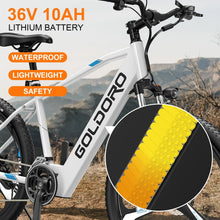 Load image into Gallery viewer, Goldoro Electric Bike 26" X7 Aluminum Alloy Mountain Bike, 250W/36V, MAX 18 MPH, 21 speed with Alloy Wheels (White) - One Products