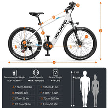 Load image into Gallery viewer, Goldoro Electric Bike 26" X7 Aluminum Alloy Mountain Bike, 250W/36V, MAX 18 MPH, 21 speed with Alloy Wheels (White) - One Products