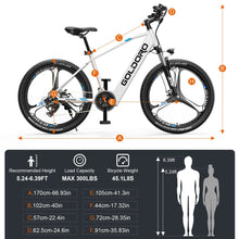 Load image into Gallery viewer, Goldoro Electric Bike 26" X7 Aluminum Alloy Mountain Bike, 250W/36V, MAX 18 MPH, 21 speed with Alloy Wheels (White) - One Products