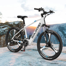 Load image into Gallery viewer, Goldoro Electric Bike 26" X7 Aluminum Alloy Mountain Bike, 250W/36V, MAX 18 MPH, 21 speed with Alloy Wheels (White) - One Products