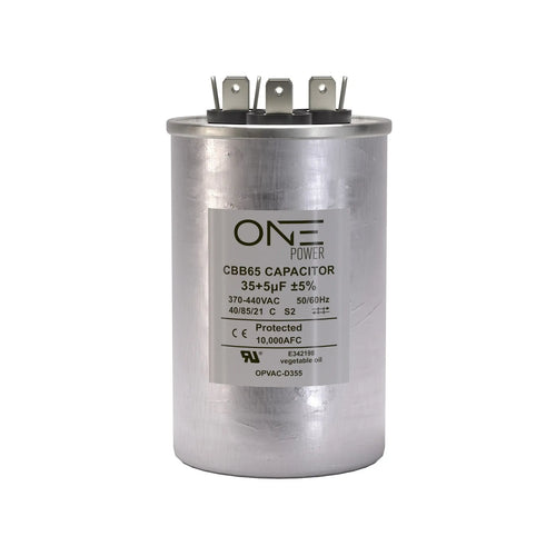 ONE Power CBB65 440-Volt 35/5-MFD Round Double Run Capacitor (OPCDR355) One Products