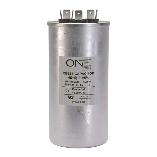 ONE Power CBB65 440-Volt 45/5-MFD Round Double Run Capacitor (OPCDR455) One Products