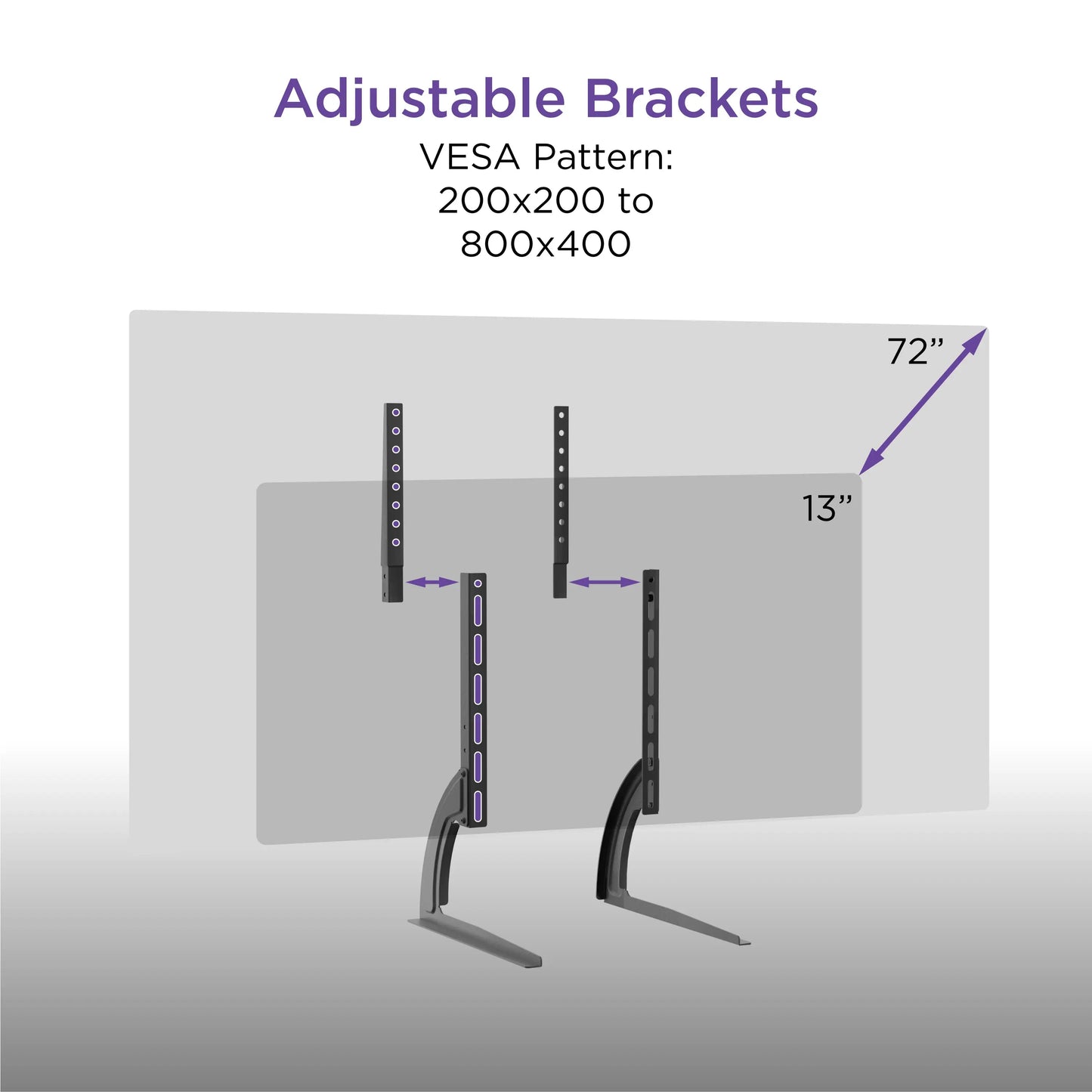 ProMounts Tabletop TV Stand Mount Height Adjustable Brackets for Displays 13”-72” (AMSF6401-X2) - One Products