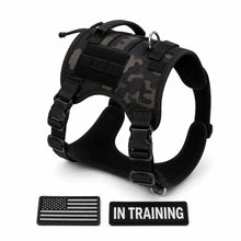 Load image into Gallery viewer, Adjustable Tactical Dog Harness for Medium &amp; Large Dogs, Heavy-Duty No-Pull Vest with Metal Buckle and Control Handle | Black Camouflage
