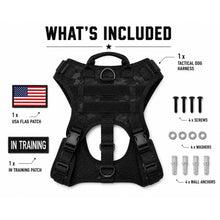 Load image into Gallery viewer, Adjustable Tactical Dog Harness for Medium &amp; Large Dogs, Heavy-Duty No-Pull Vest with Metal Buckle and Control Handle | Black Camouflage

