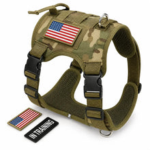 Load image into Gallery viewer, Adjustable Tactical Dog Harness for Medium &amp; Large Dogs, Heavy-Duty No-Pull Vest with Metal Buckle and Control Handle | Green Camouflage
