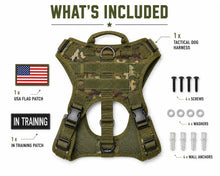Load image into Gallery viewer, Adjustable Tactical Dog Harness for Medium &amp; Large Dogs, Heavy-Duty No-Pull Vest with Metal Buckle and Control Handle | Green Camouflage
