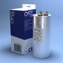 Load image into Gallery viewer, ONE Power 70/7.5-MFD, 370V or 440V Dual Run A/C Capacitor 70+7.5 uF CBB65B Air Conditioner Capacitors for AC Unit Fan Motor Start or Heat Pump or Condenser Straight Cool (OPCDR705) One Products AC Capacitors
