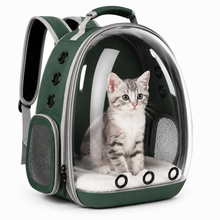 Load image into Gallery viewer, Pet Carrier Backpack for Cats &amp; Small Dogs, Airline-Friendly Bubble Carrier with Mesh Ventilation &amp; Safety Leash | Green
