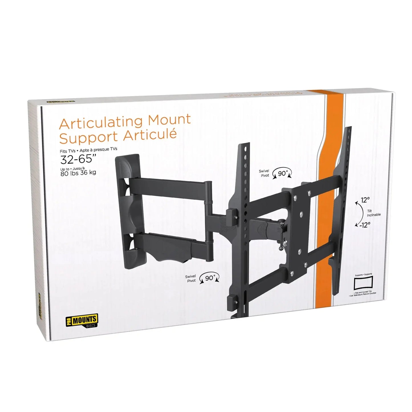 ProMounts Articulating / Full-Motion TV Wall Mount for 32" to 65" TVs up to 80lbs (FSA44) - One Products-Premium TV Wall Mount