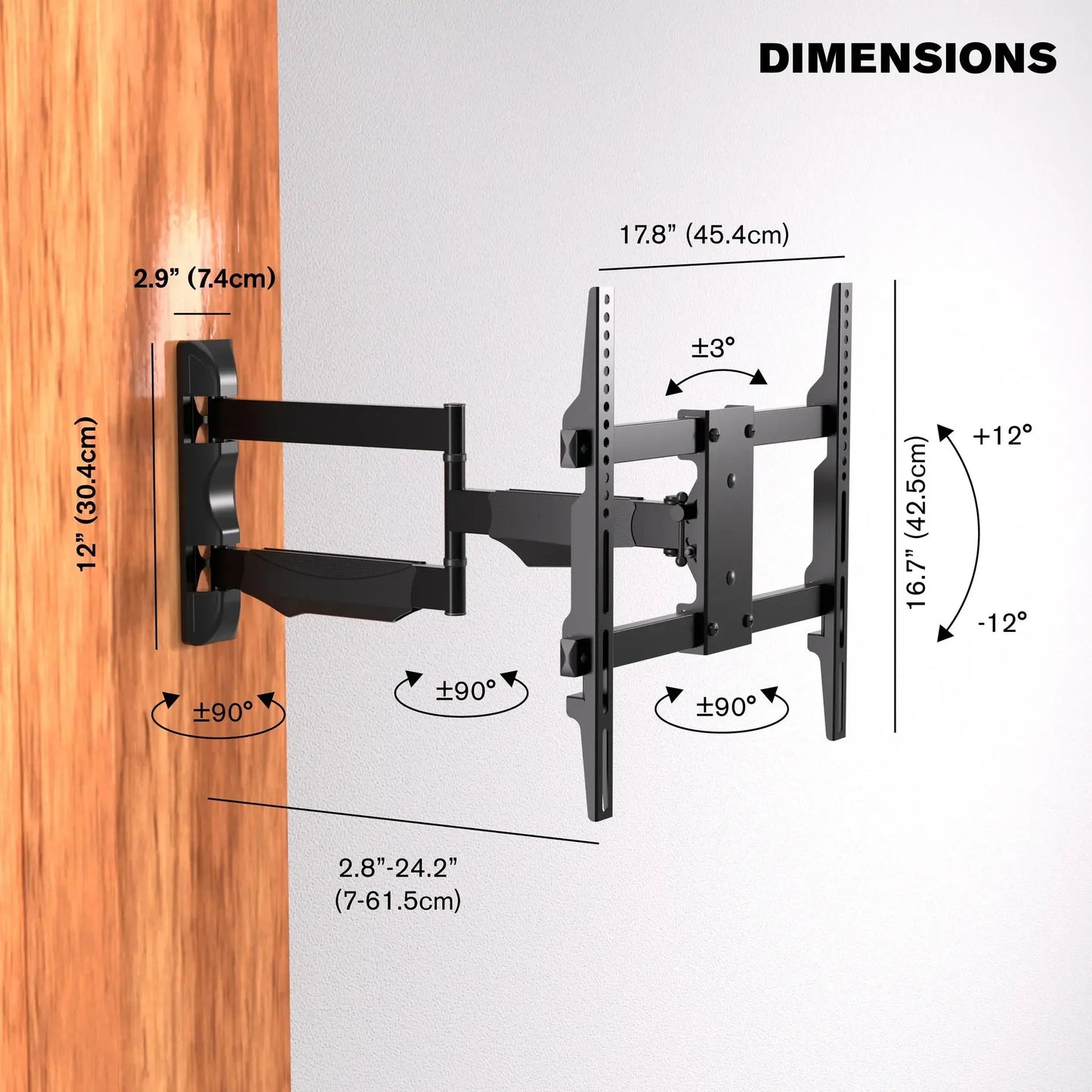 ProMounts Articulating / Full-Motion TV Wall Mount for 32" to 65" TVs up to 80lbs (FSA44) - One Products-Premium TV Wall Mount