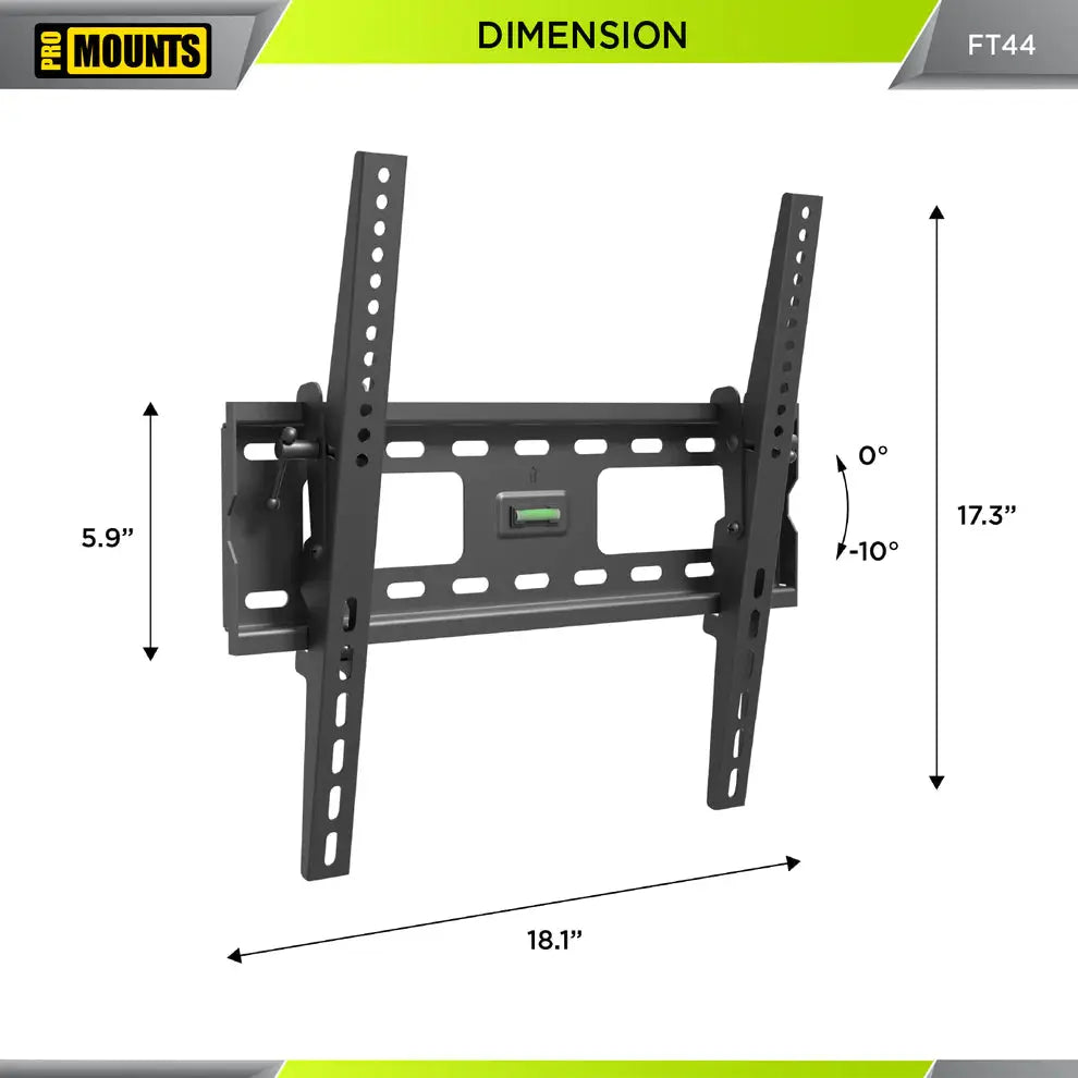 ProMounts Tilt / Tilting TV Wall Mount for 32" to 65" TVs up to 165lbs (FT44) - One Products