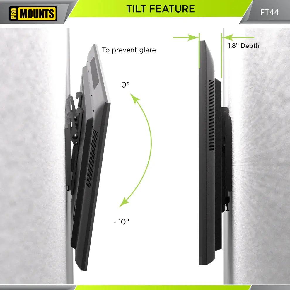 ProMounts Tilt / Tilting TV Wall Mount for 32" to 65" TVs up to 165lbs (FT44) - One Products