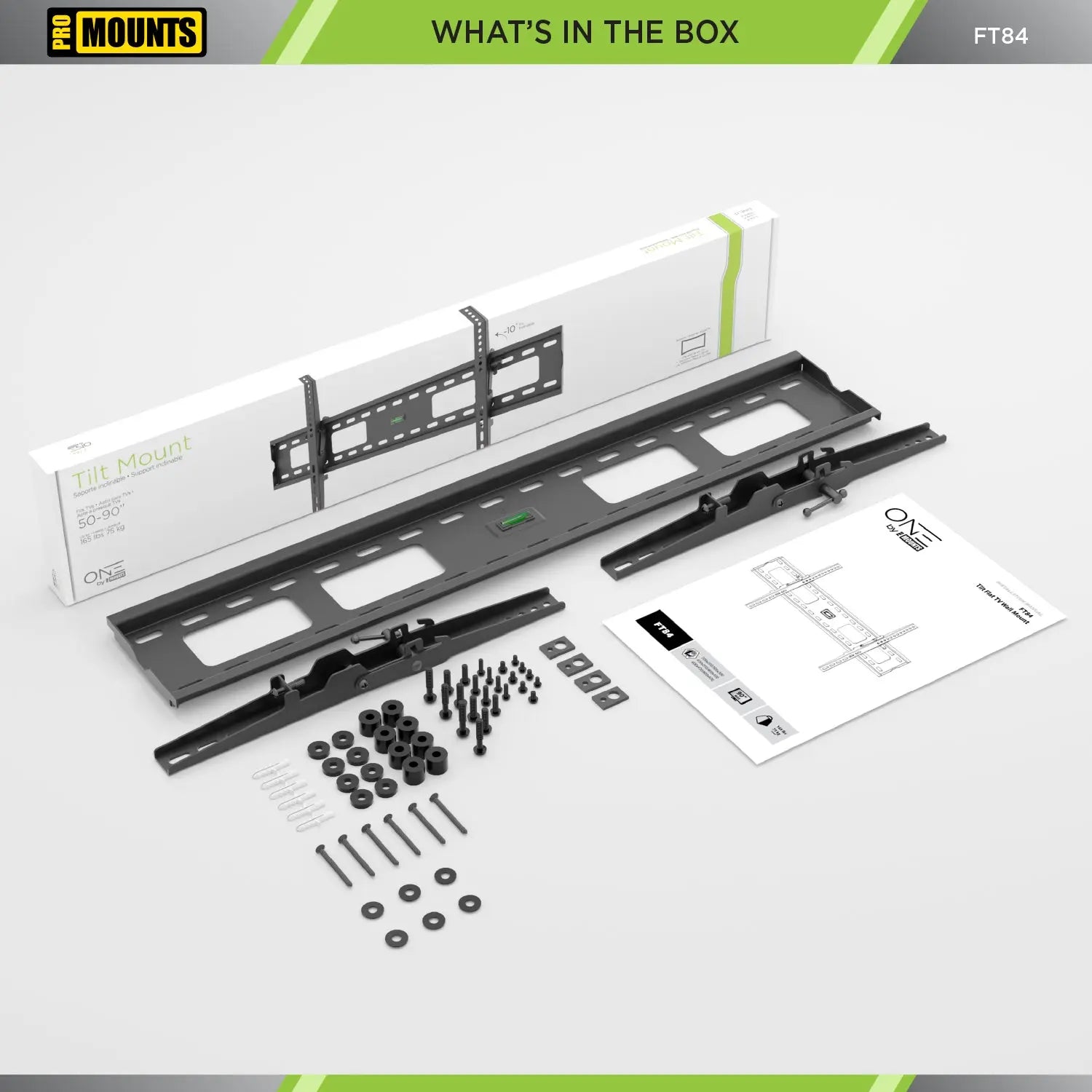 ProMounts Tilt/Tilting TV Wall Mount For 50" to 92" TVs Up to 165lbs (FT84) - One Products