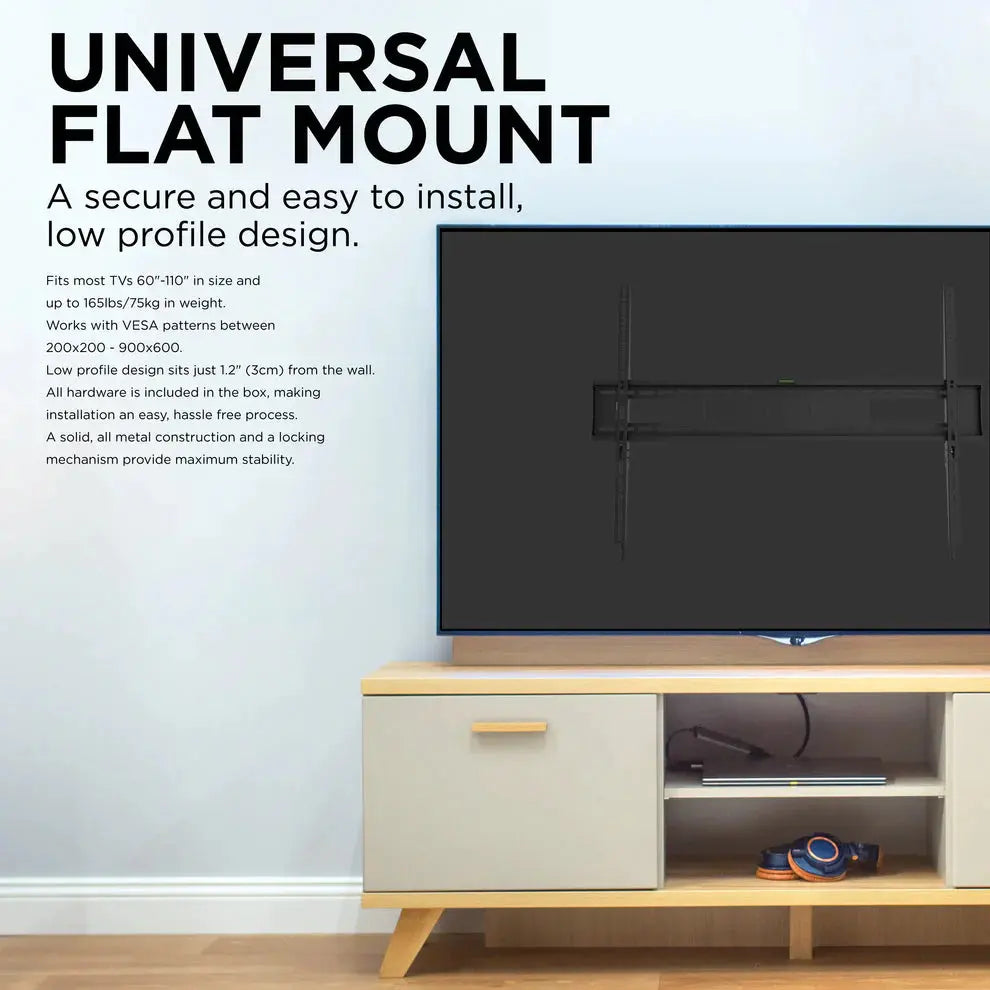 ProMounts Premium Flat / Fixed TV Wall Mount for 60" to 110" TVs Up to 165lbs (UF-PRO400) - One Products