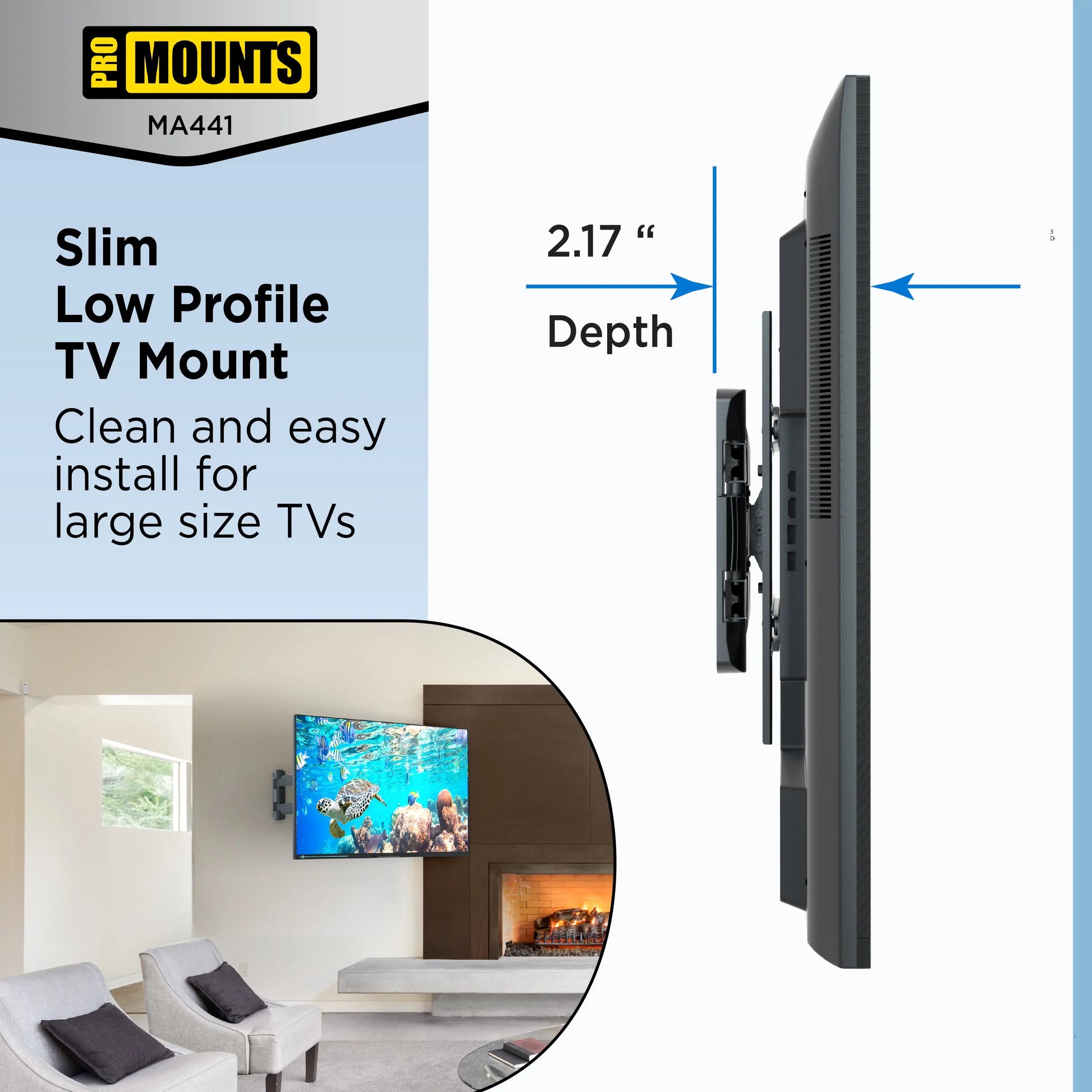 ProMounts Articulating / Full Motion TV Wall Mount for 32”-65” Holds up to 70lbs (MA441) - One Products