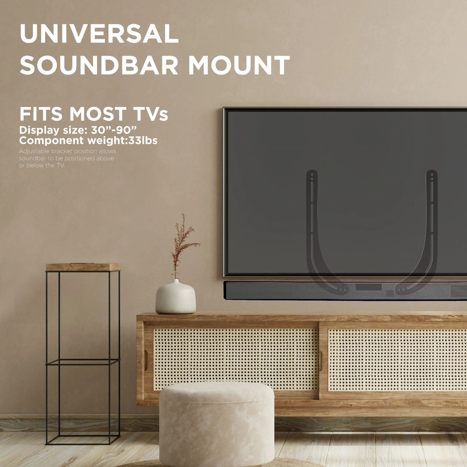 ProMounts Universal TV Sound-bar Mount, Supports up to 33lbs (MSB33) - One Products