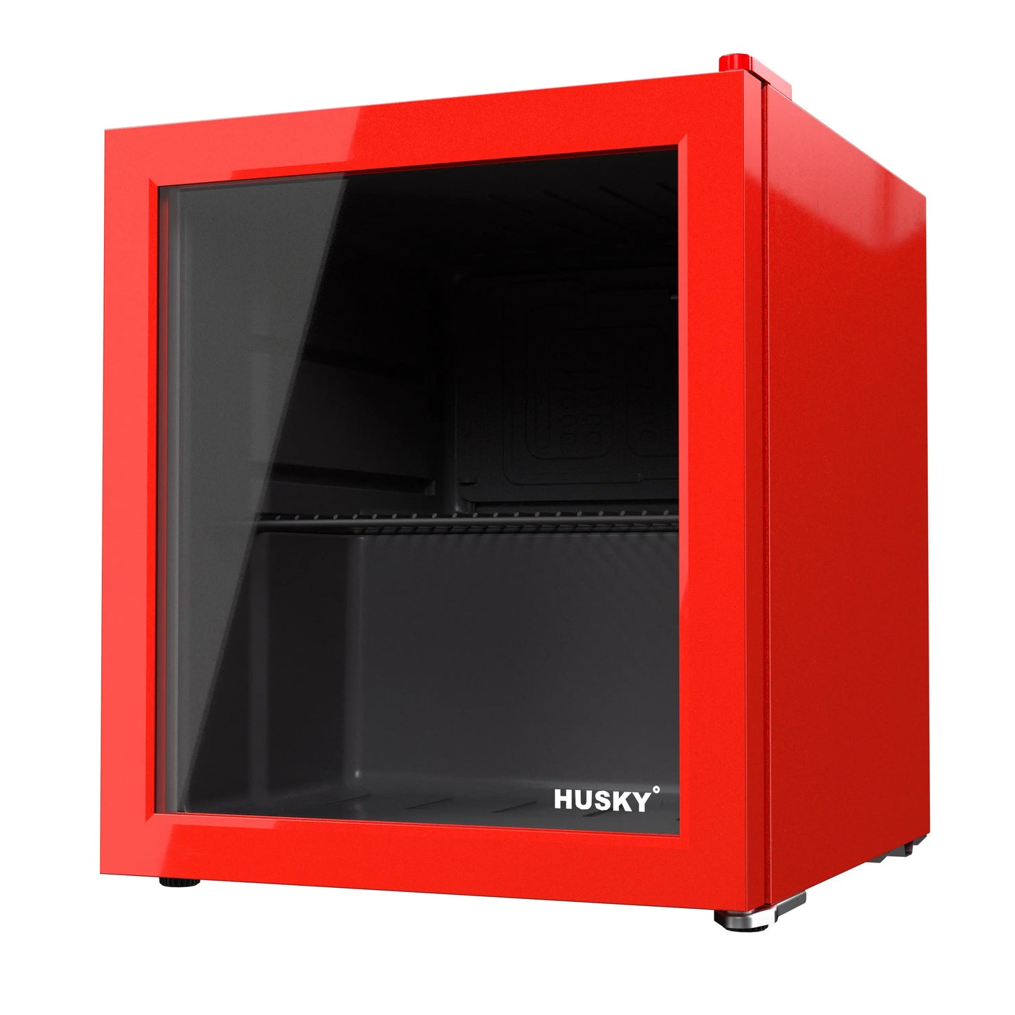 Husky Premium 46L Beverage Refrigerator 1.6 Cu.ft. Freestanding Counter-Top Mini Fridge With Glass Door in Red - One Products