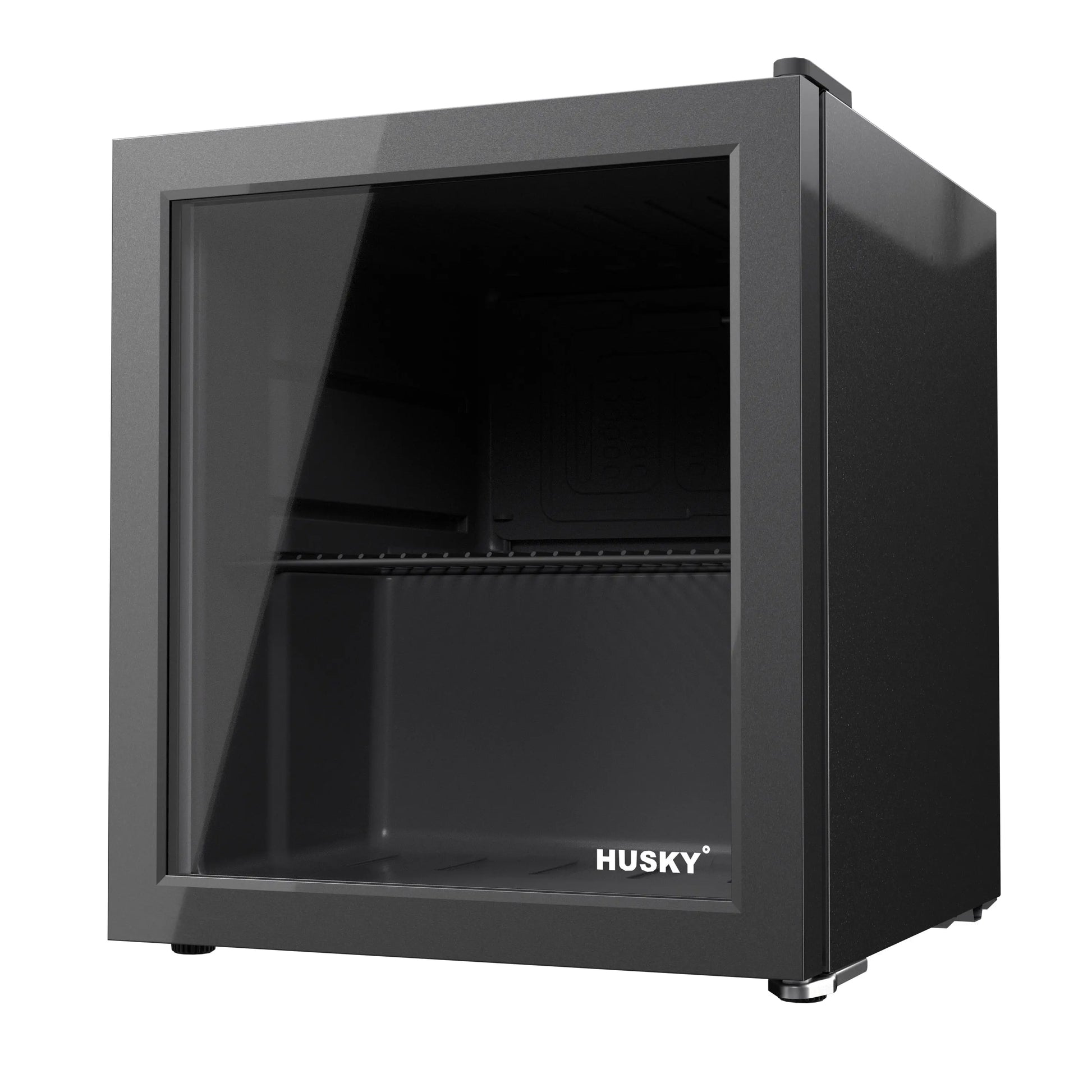 Husky Premium 1.6 Cu.Ft Premium Freestanding Glass Door Beverage Cooler & Mini Fridge, Black - One Products