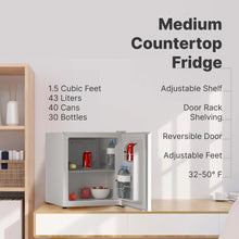 Load image into Gallery viewer, SnowLion Premium 43L Retro Style Mini Fridge 1.5 C.ft. Freestanding Under-counter refrigerator in White (OSFS009-WM) SnowLion Solid Door Medium
