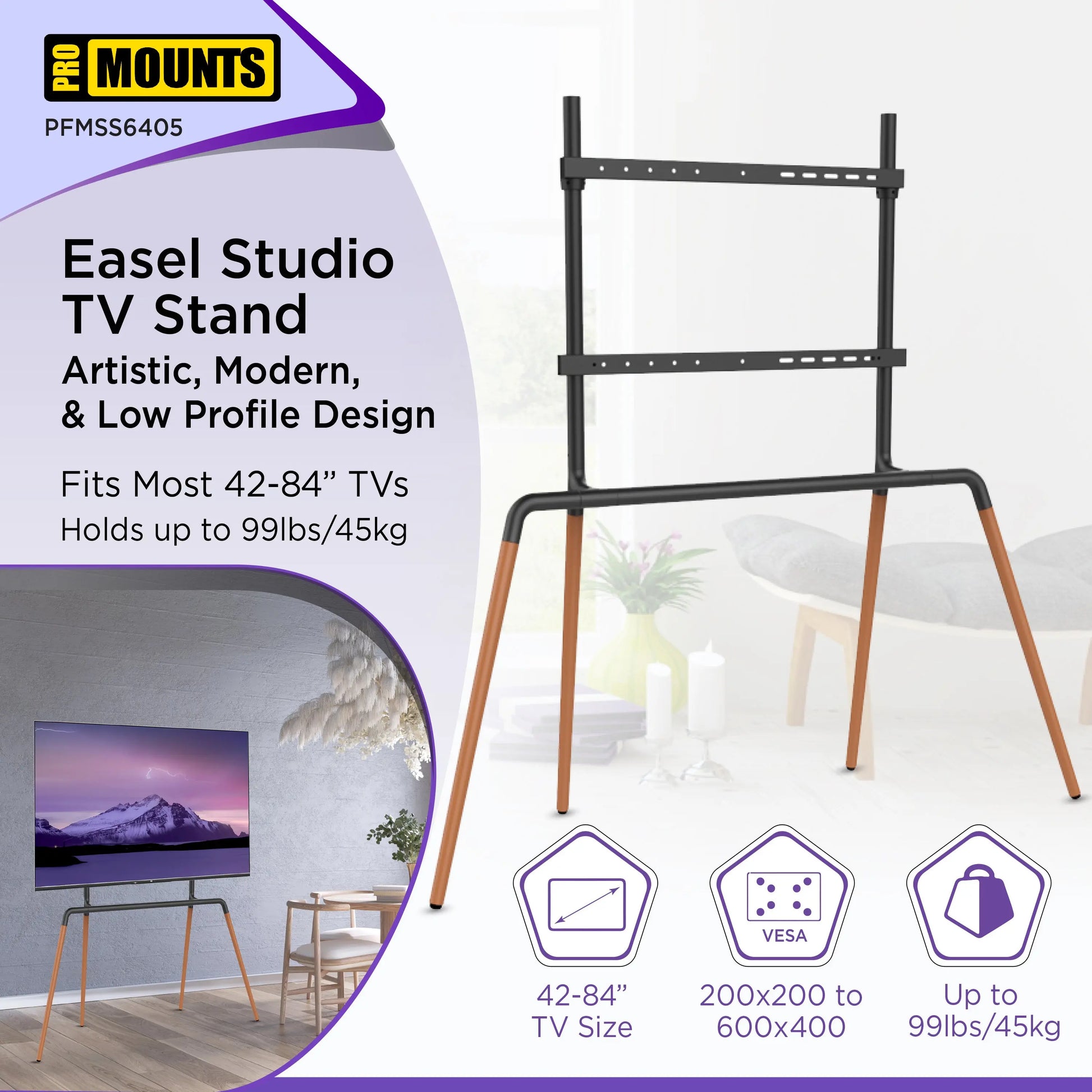 ProMounts Easel TV Stand Mount For 42"-84" TVs And Holds Up To 99Lbs - One Products