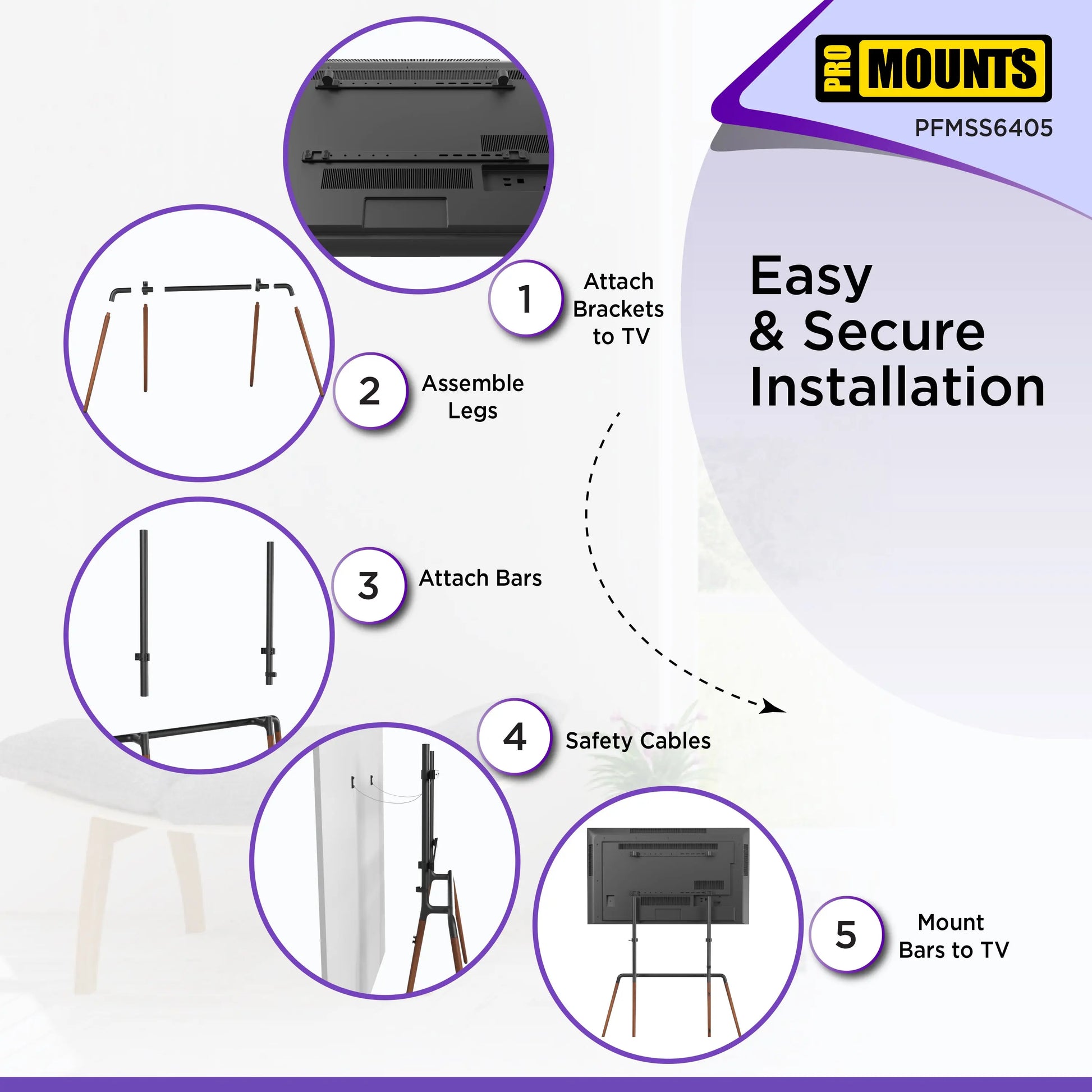 ProMounts Easel TV Stand Mount For 42"-84" TVs And Holds Up To 99Lbs - One Products